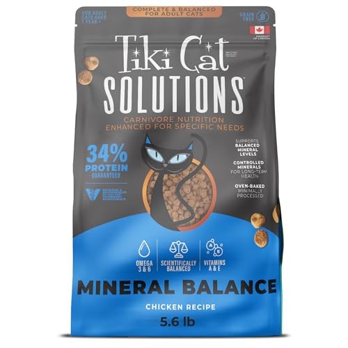 Tiki Cat Solutions Mineral Balance Urinary Tract Health Grain-Free Chicken Adult Dry Cat Food 5.6 Pounds