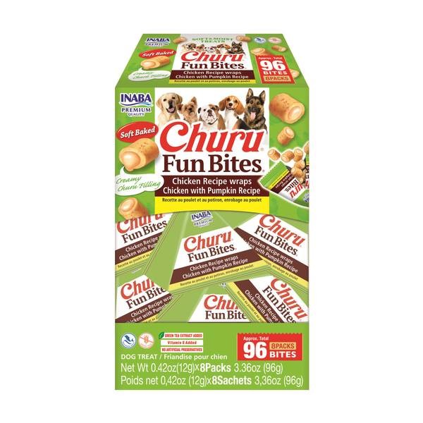 Inaba Churu Fun Bites Wrapped Chicken and Pumpkin Soft and Chewy Dog Treats - 3.36 Oz