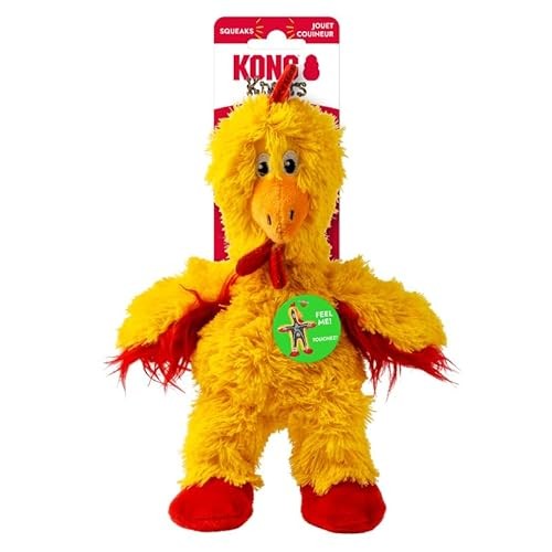 Kong Knots Chicken Internally Knotted Low-Stuffing Squeak and Plush Dog Toy - Yellow - Small
