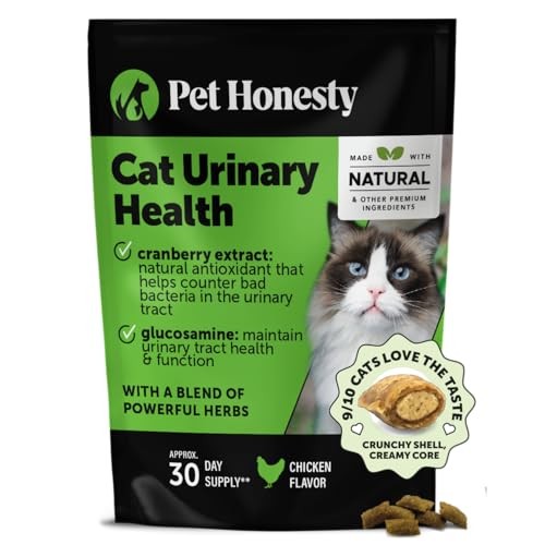Pet Honesty Urinary Health Cranberry Extract and Glucosomine Kidney and Bladder Chicken Flavor Supplemental Cat Treats - 3.7 Oz - 30 Day Supply