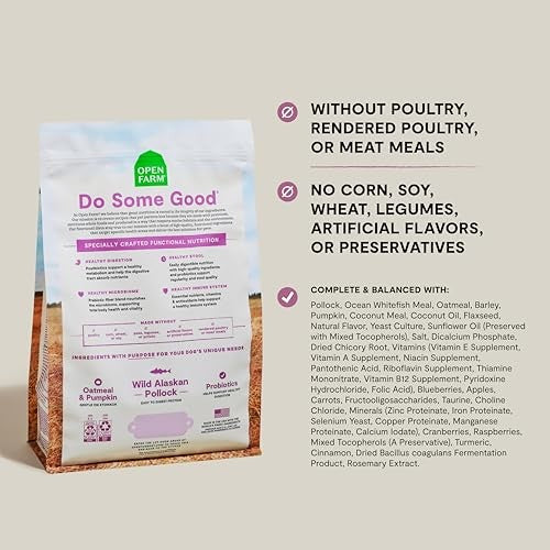 Open Farm Digestive Health Wild-Alaskan Pollock and Oatmeal with Probiotics Dry Dog Food - 22 Lbs