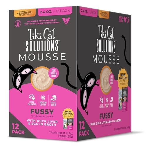 Tiki Cat Solutions Mousse Fussy Duck Liver and Egg in Broth Adult Wet Cat Food Pouch - 2.4 Oz - Case of 12 Default Title