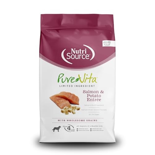 Nutrisource PureVita Limited Ingredient Salmon and Potato Entrée with Wholesome Grains Dry Dog Food - 12 Lbs