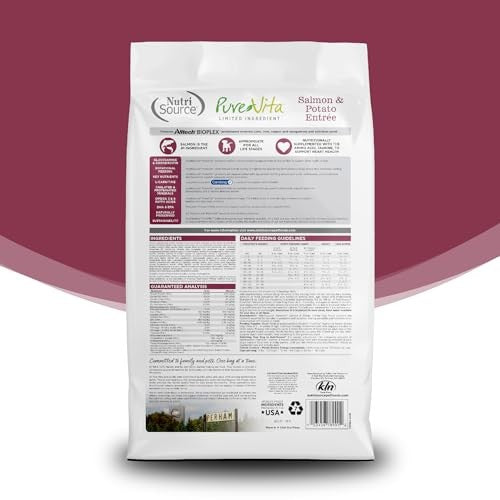 Nutrisource PureVita Limited Ingredient Salmon and Potato Entrée with Wholesome Grains Dry Dog Food - 12 Lbs