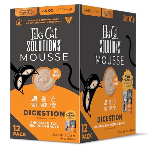 Tiki Cat Solutions Mousse Digestion Chicken and Egg in Broth Adult Wet Cat Food Pouch - 2.4 Oz - Case of 12 Default Title