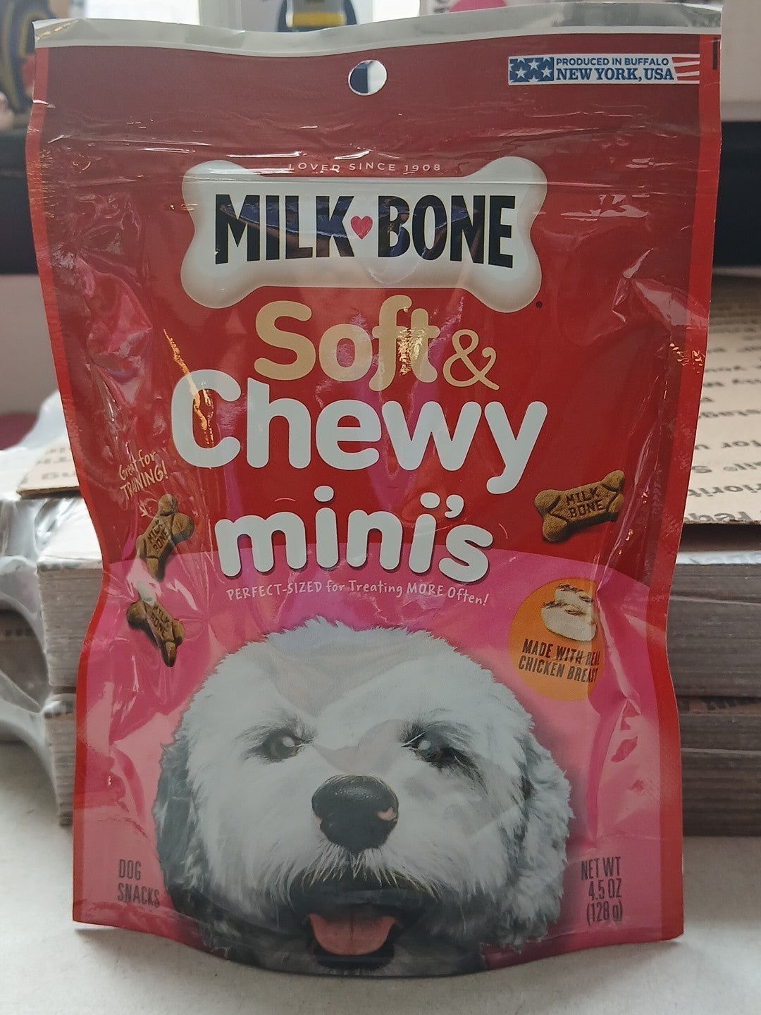 Milk-Bone Real Chicken Flavored Bone Soft and Chewy Dog Treats - Mini - 4.5 Oz - Case of 10