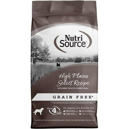 Nutrisource Grain-Free High Plains Select Beef Trout and Turkey Dry Dog Food - 4 Lbs - Case of 8