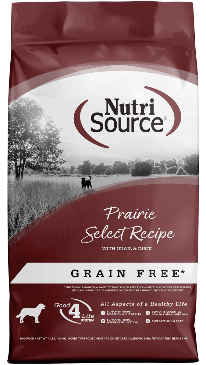 Nutrisource Grain-Free Prairie Select Quail and Duck Dry Dog Food - 4 Lbs - Case of 8