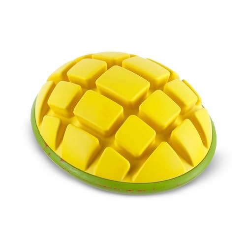 Bark Box Super Chewer Go Mango Candy Scented Treat-Spreading and Squeak Rubber Dog Toy - Large