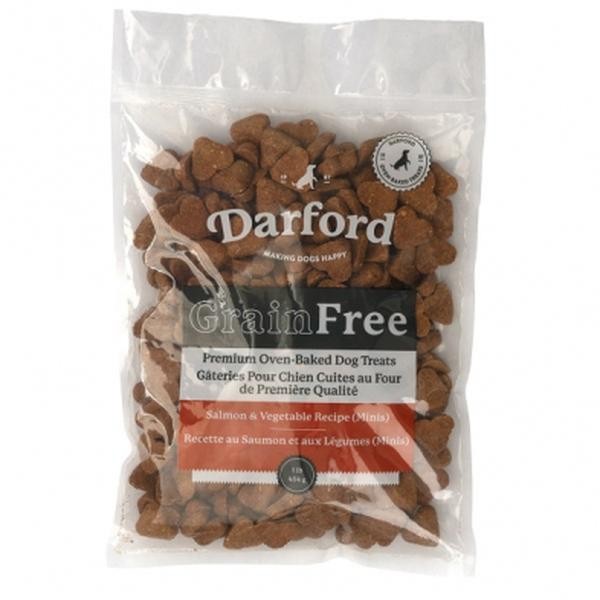 Darford Grain-Free Premium Oven-Baked Salmon and Veggie Mini's Crunchy Dog Treats - 1 Lb - 9 Pack