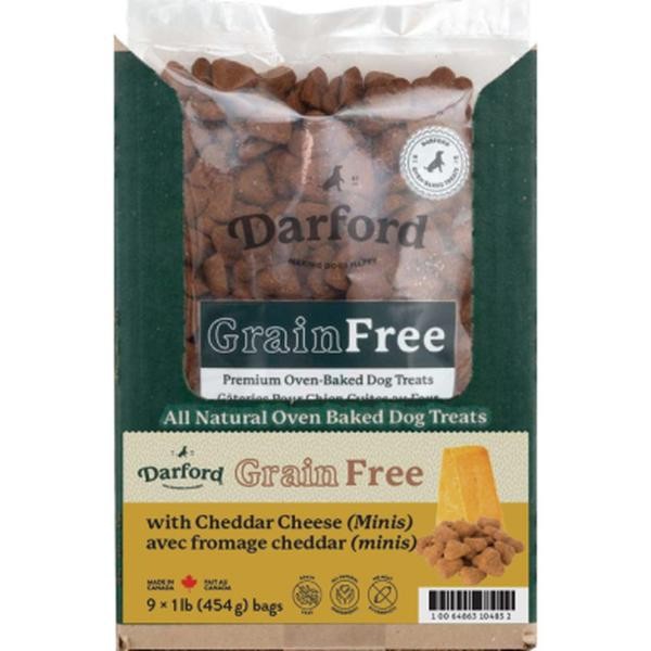 Darford Grain-Free Premium Oven-Baked Chedder Cheese Mini's Crunchy Dog Treats - 1 Lb - 9 Pack
