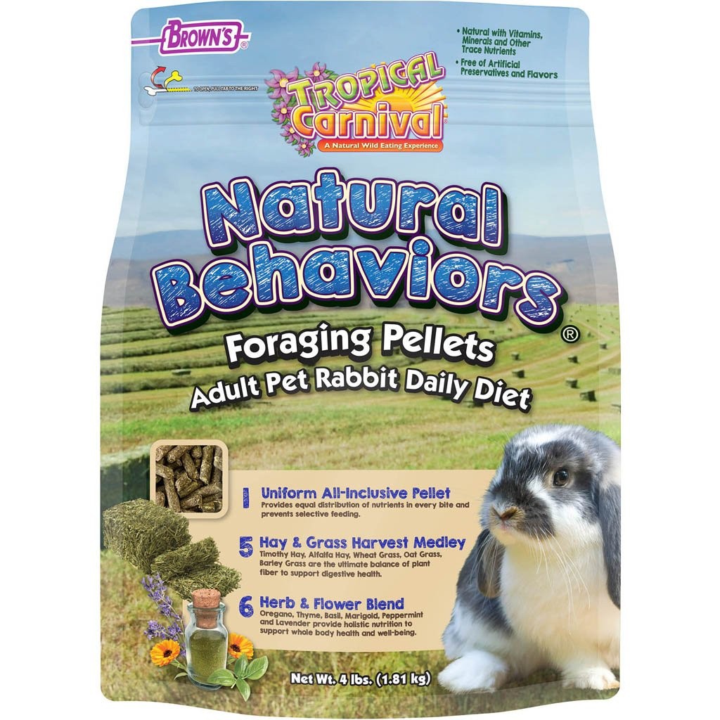 F.M Brown's Tropical Carnival Natural Behaviors Foraging Pellets Adult Rabbit Small Animal Food - 4 Lbs