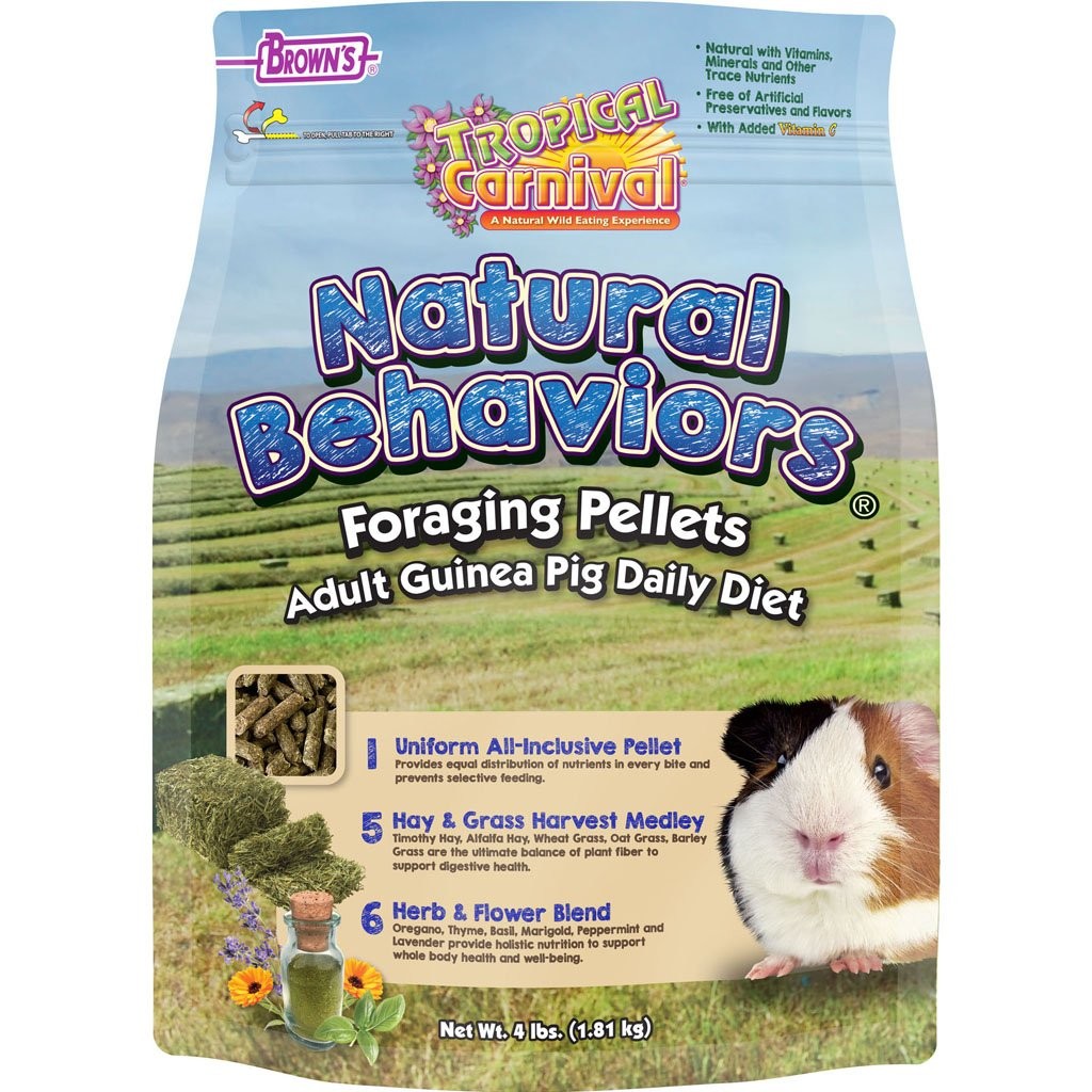 F.M Brown's Tropical Carnival Natural Behaviors Foraging Pellets Adult Guinea Pig Small Animal Food - 4 Lbs