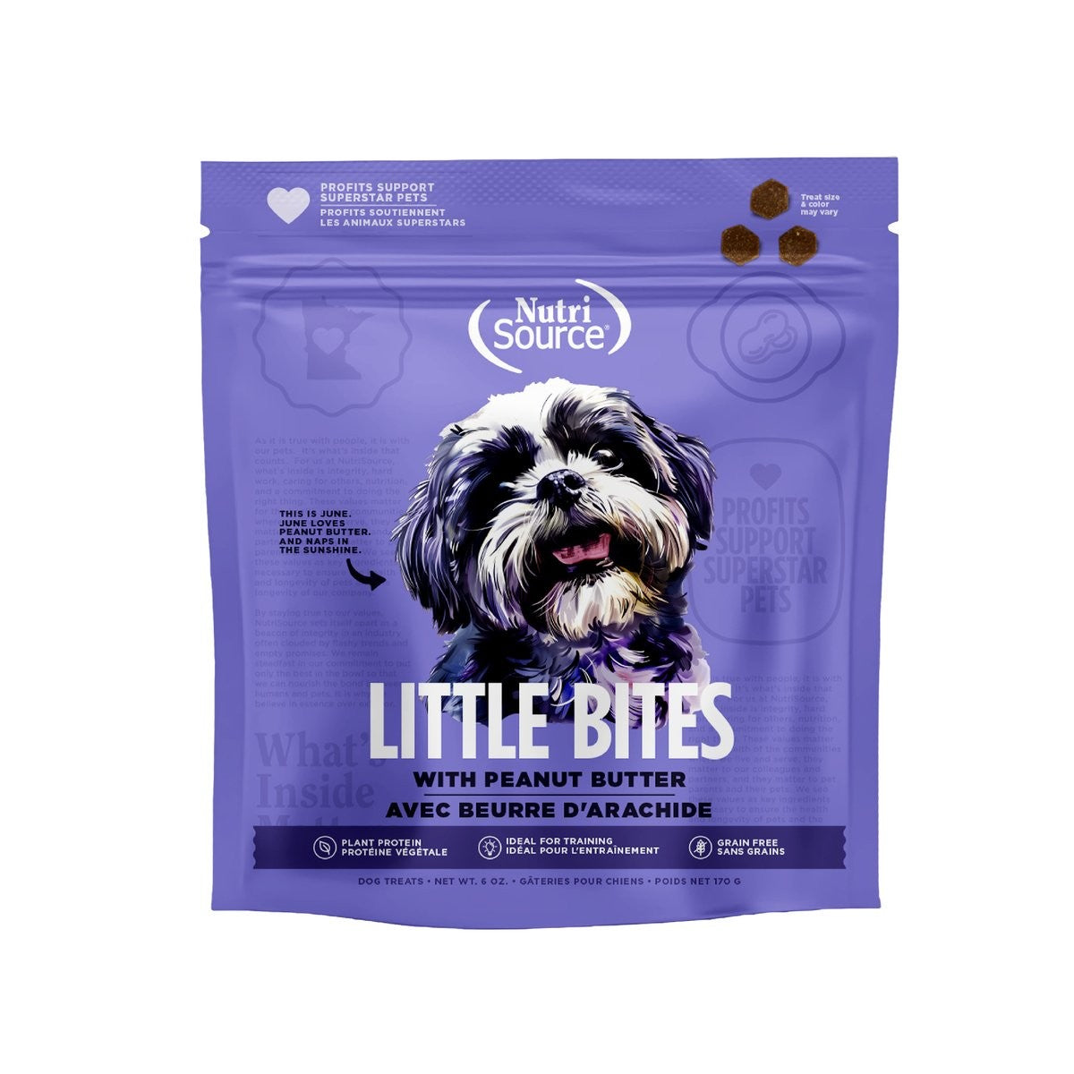 Nutrisource Grain-Free Little Bites Peanut Butter Crunchy Biscuit Dog Treats - 6 Oz - Case of 12