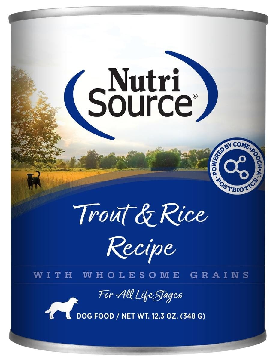 Nutrisource Trout and Rice with Wholesome Grains Canned Dog Food - 12.3 Oz - Case of 12
