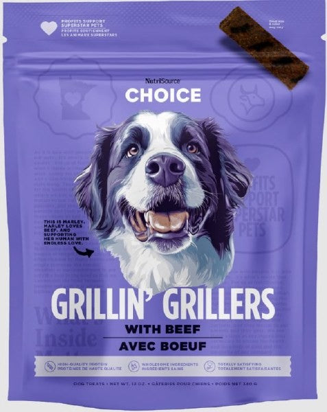 Nutrisource Choice Grillin' Grillers Beef Soft and Chewy Dog Treats - 12 Oz - Case of 12