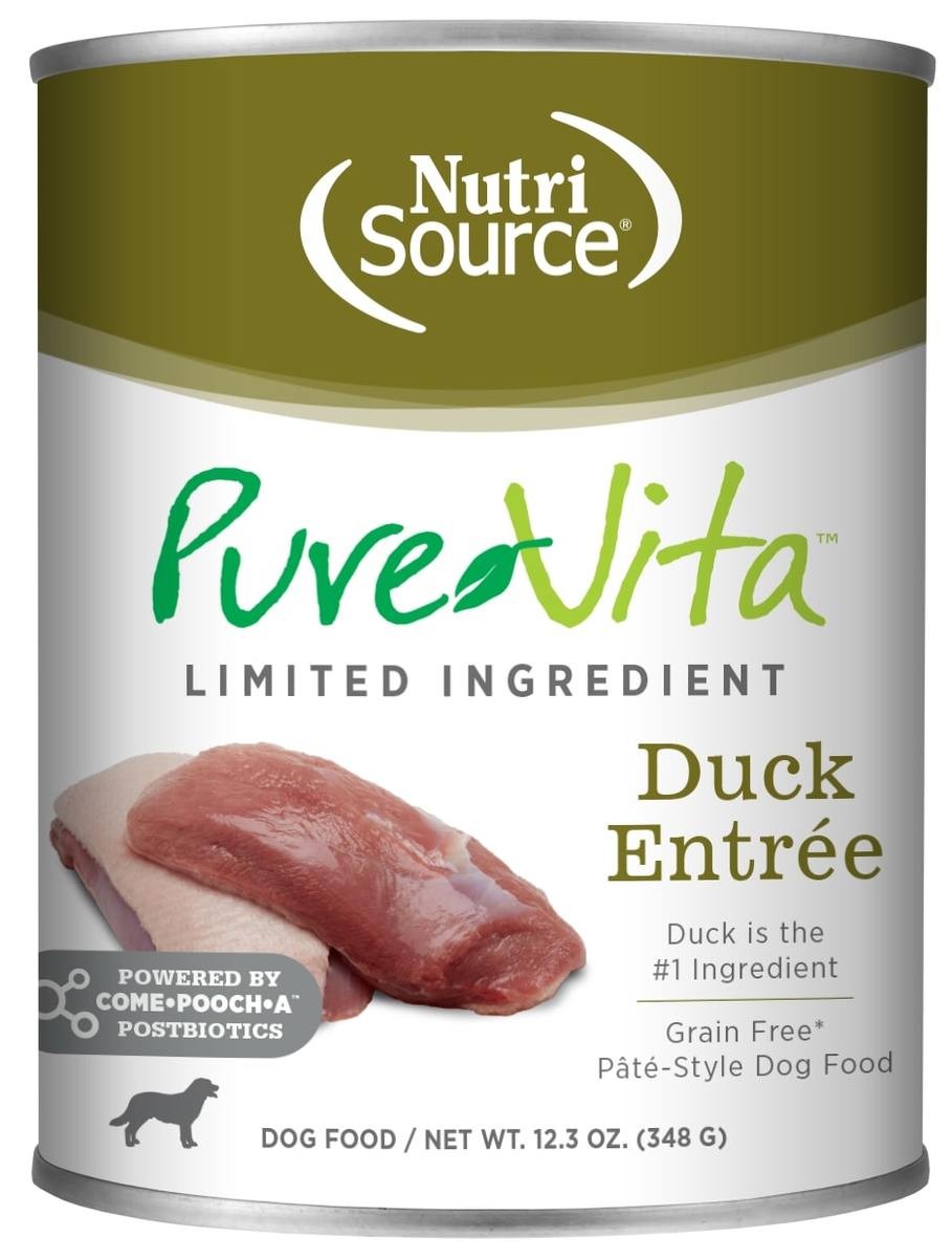 Nutrisource PureVita Grain-Free Limited Ingredient Duck Entrée Canned Dog Food - 12.3 Oz - Case of 12