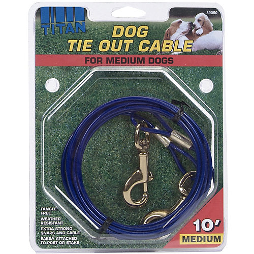 Coastal Heavy Duty Tie Out Cable Leash - Blue - 30 Ft - Up To 50 Lbs