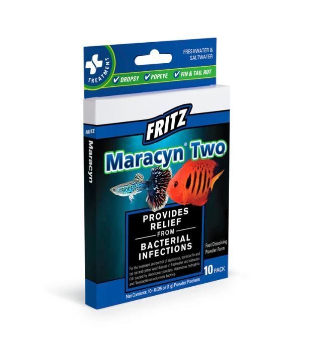 Fritz Aquatics Mardel Maracyn Two Freshwater and Saltwater Bacterial Infection Fish Medication 10 Count