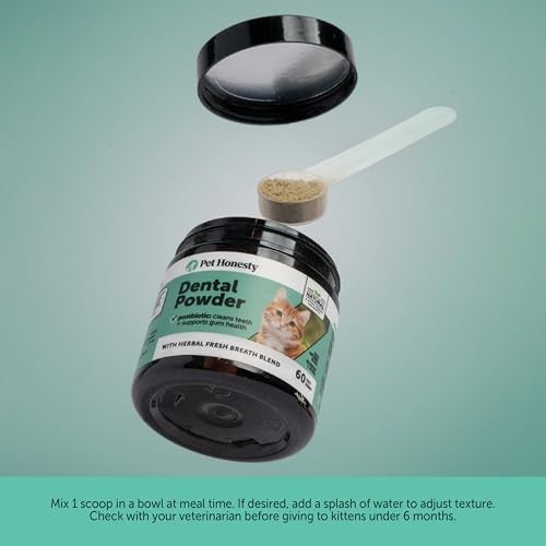 Pet Honesty Breath Freshener Natural Herbal Blend Teeth and Gum Dental Powder for Cats - 60 Day Supply