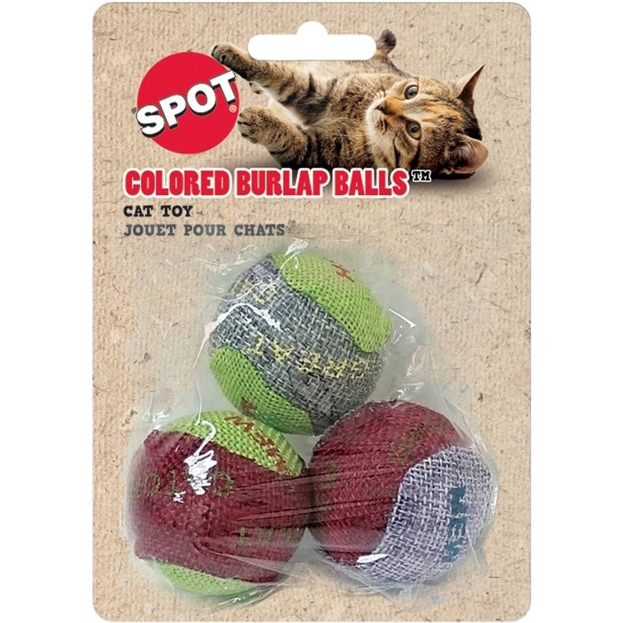 Ethical SPOT Burlap Balls Cat Toys - Assorted Colors - 3 Pack