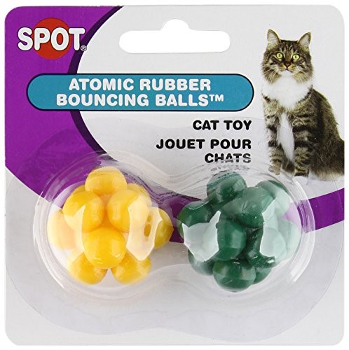 Ethical SPOT Atomic Bumpy Shaped Bouncing Balls Rubber Cat Toys - 2 Pack