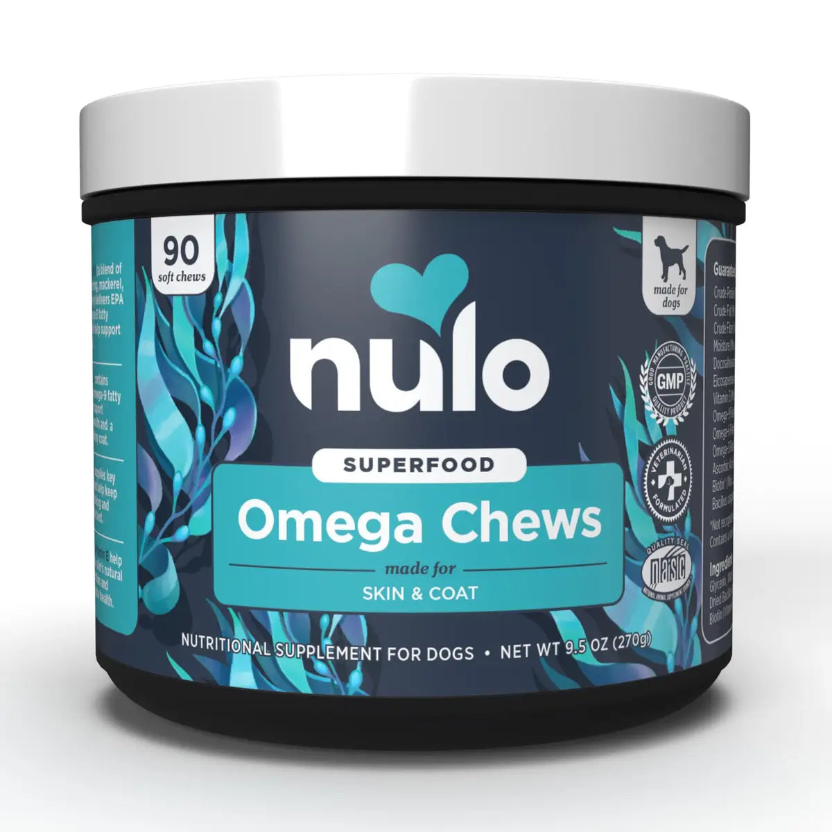 Nulo Superfood Omega Chews Skin and Coat Soft Chew Dog Supplements - 90 Count - 9.5 Oz