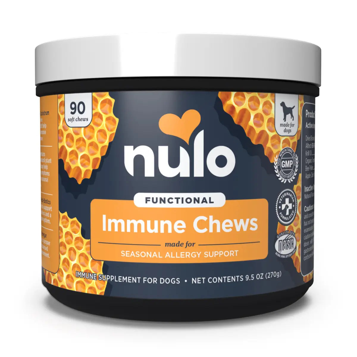 Nulo Functional Immune and Allergy Chews Beef Flavored Organic Soft Chew Dog Supplements - 90 Count - 9.5 Oz