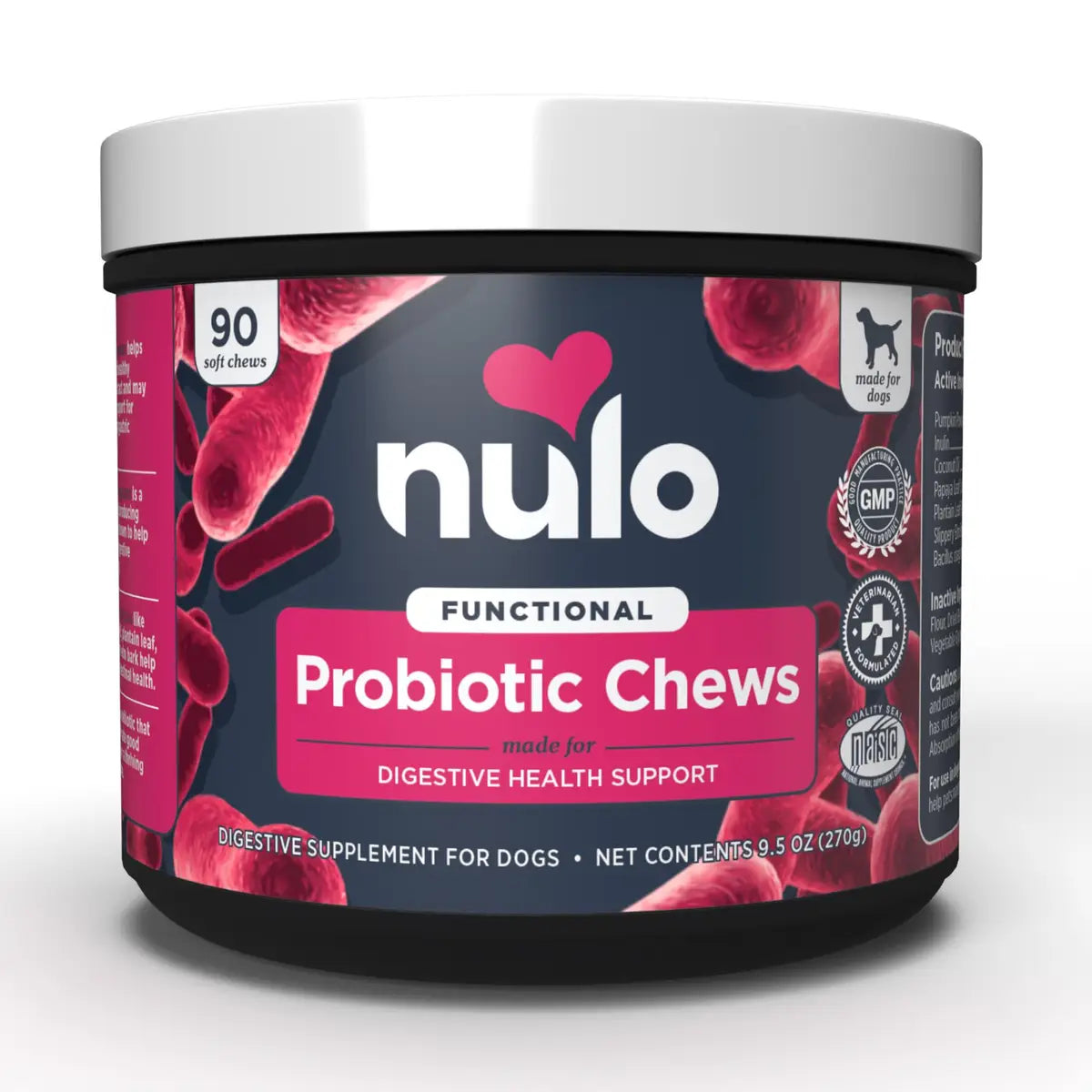 Nulo Functional Probiotic Chews Digestive Health Papaya Flavored Soft Chew Dog Supplements - 90 Count - 9.5 Oz