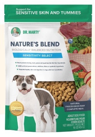 Dr. Marty Nature's Blend Sensitivity Select Premium Adult Freeze-Dried Raw Dog Food - 80 Oz - Case of 4