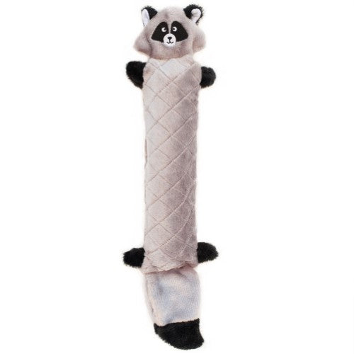 Zippy Paws Jigglerz Raccoon Stuffing-Free Squeak Crinkle and Plush Dog Toy - Medium