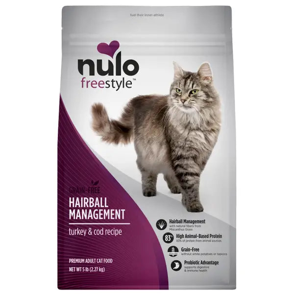 Nulo Freestyle Grain-Free Hairball Management Turkey and Cod Adult Dry Cat Food - 5 Lbs Default Title