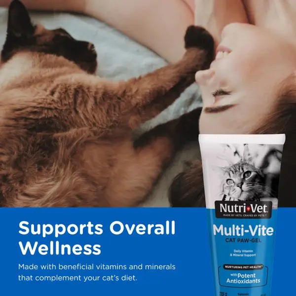 Nutri-Vet Multi-Vite Cat Paw Gel Vitamin and Mineral Senior Cat Supplement - 3 Oz