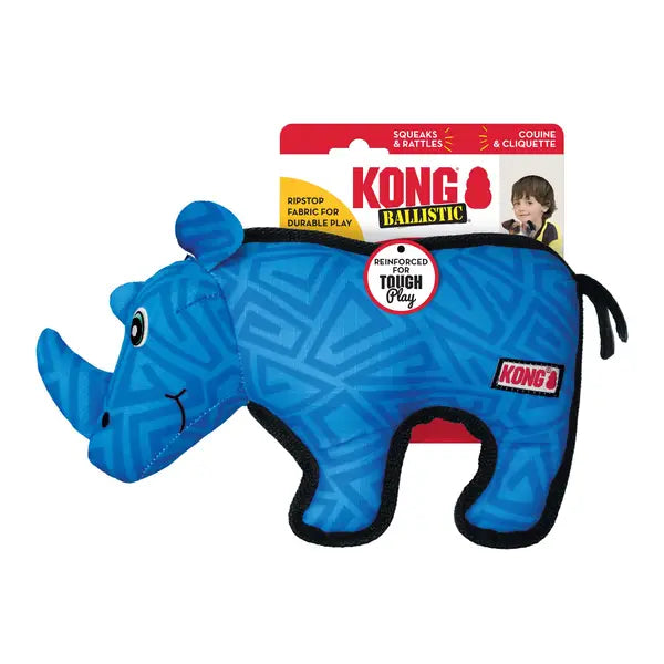 Kong Ballistic Rhino Reinforced Squeak and Rattle Soft and Plush Nylon Dog Toy - Medium/Large - 13.5 Inch