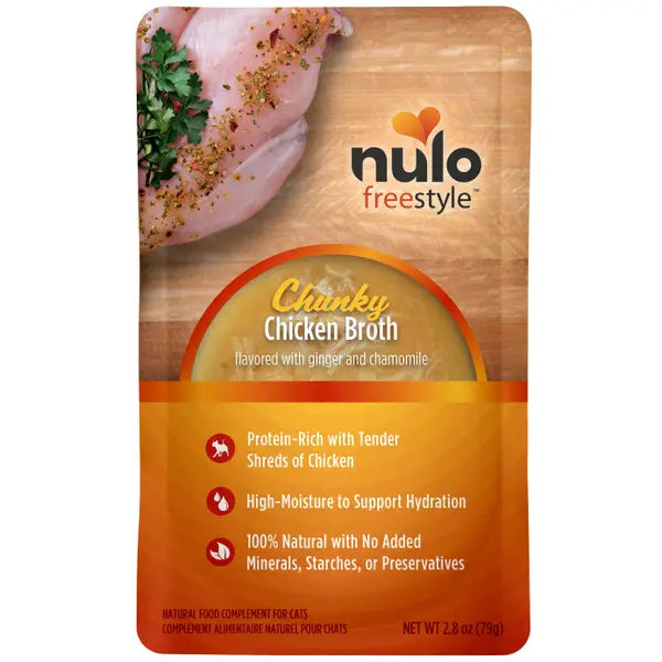 Nulo Freestyle Chunky Chicken Broth with Ginger and Chamomile Wet Cat Food Topper Pouch - 2.8 Oz - Case of 24 Default Title