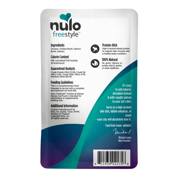 Nulo Freestyle Grain-Free Chicken and Salmon in Broth Wet Cat Food Topper - 2.8 Oz - Case of 24