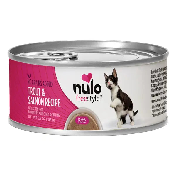 Nulo Freestyle Grain-Free Trout and Salmon Pate Kitten and Adult Canned Cat Food - 5.5 Oz - Case of 24 Default Title