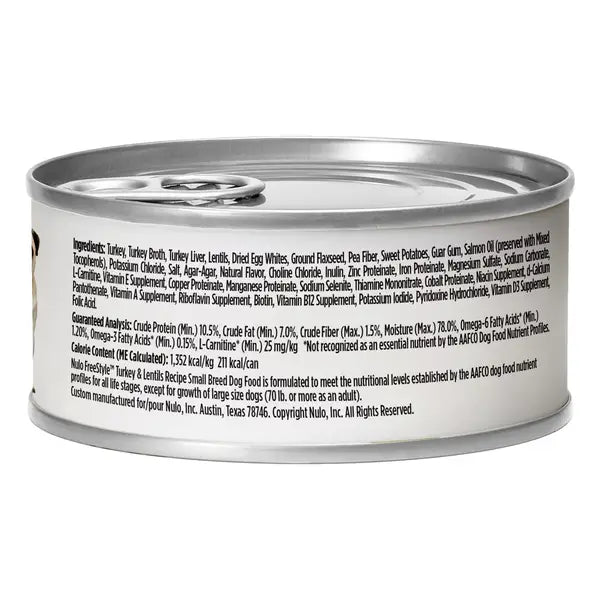 Nulo Freestyle Grain-Free Turkey and Lentil Small-Breed Canned Dog Food - 5.5 Oz - Case of 24