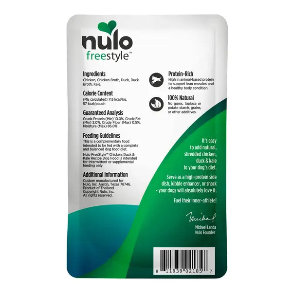 Nulo Freestyle Chicken Duck and Kale in Broth Wet Dog Food Topper - 2.8 Oz - Case of 24