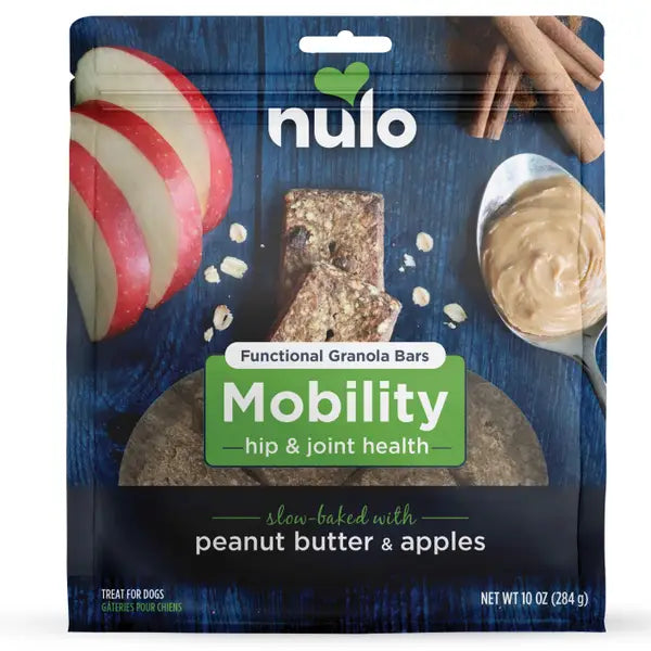 Nulo Functional Granola Bars Hip and Joint Support Peanut Butter and Apples Slow-Baked Crunchy Dog Treats -  10 Oz