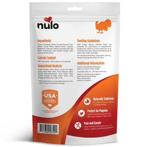 Nulo Grain-Free Trainers Turkey Recipe Soft and Chewy Training Dog Treats - 16 Oz
