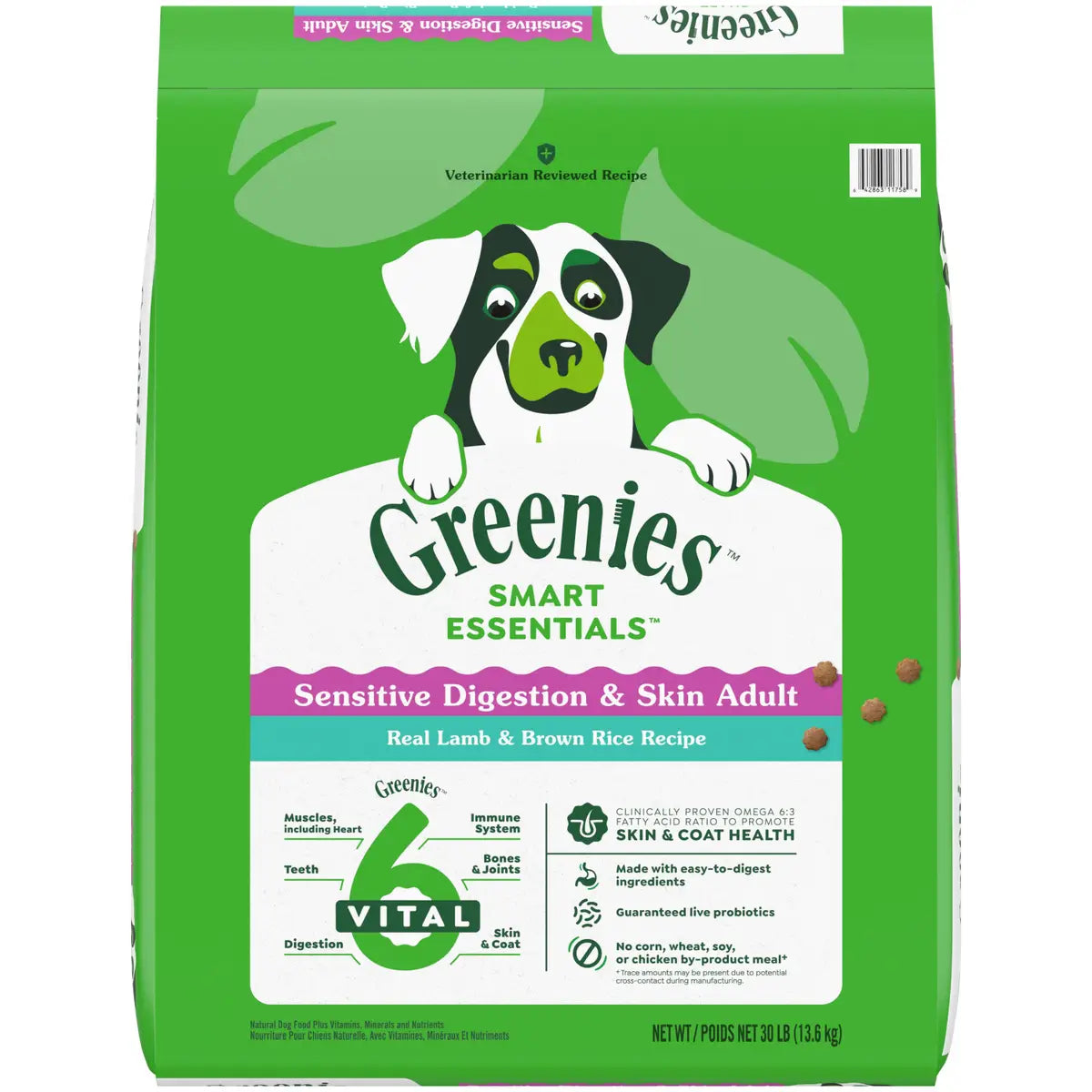 Greenies Smart Essentials Sensitive Digestion and Skin Lamb and Brown Rice Adult Dry Dog Food 30 Pounds