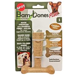 Ethical SPOT Bam-Bones T-Bone Chicken Flavored Bamboo and Nylon Dental Chew Dog Toy - Small - 4 Inch