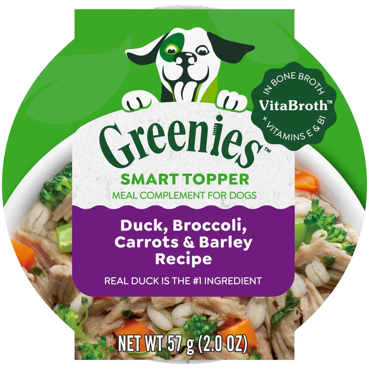 Greenies Smart Topper Wet Mix-In Duck Broccoli Carrots and Barley Dog Food Topper Trays - 2 Oz - Case of 10 Default Title