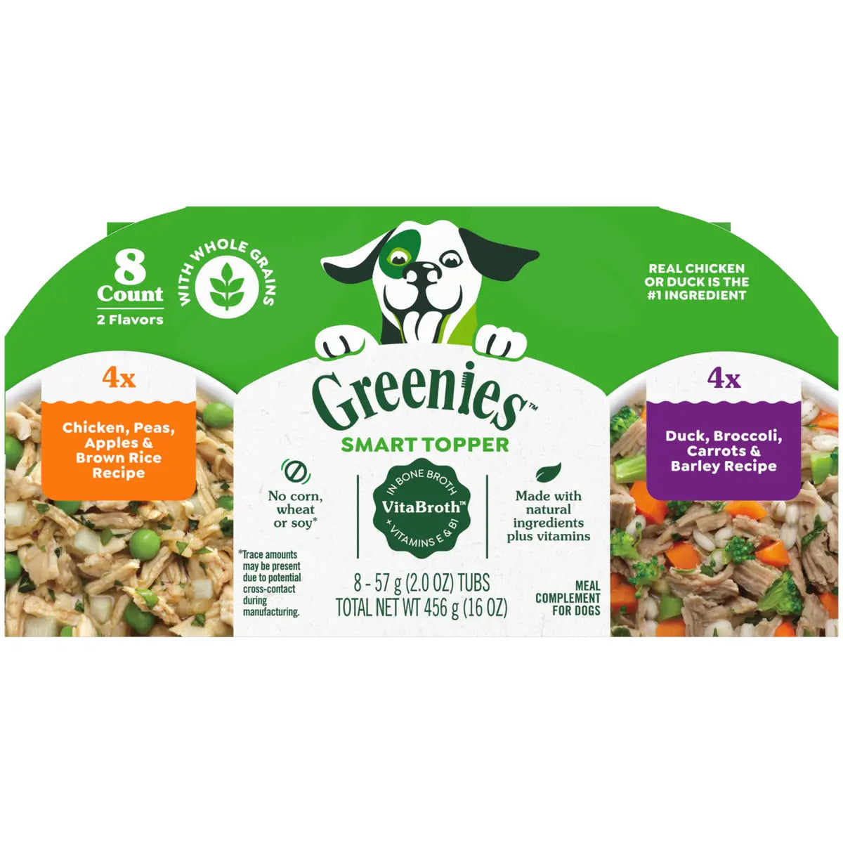 Greenies Smart Topper Wet Mix-In Chicken Duck Grains and Veggie Dog Food Topper Trays - Variety Pack - 2 Oz - 8 Pack - Case of 2 Default Title
