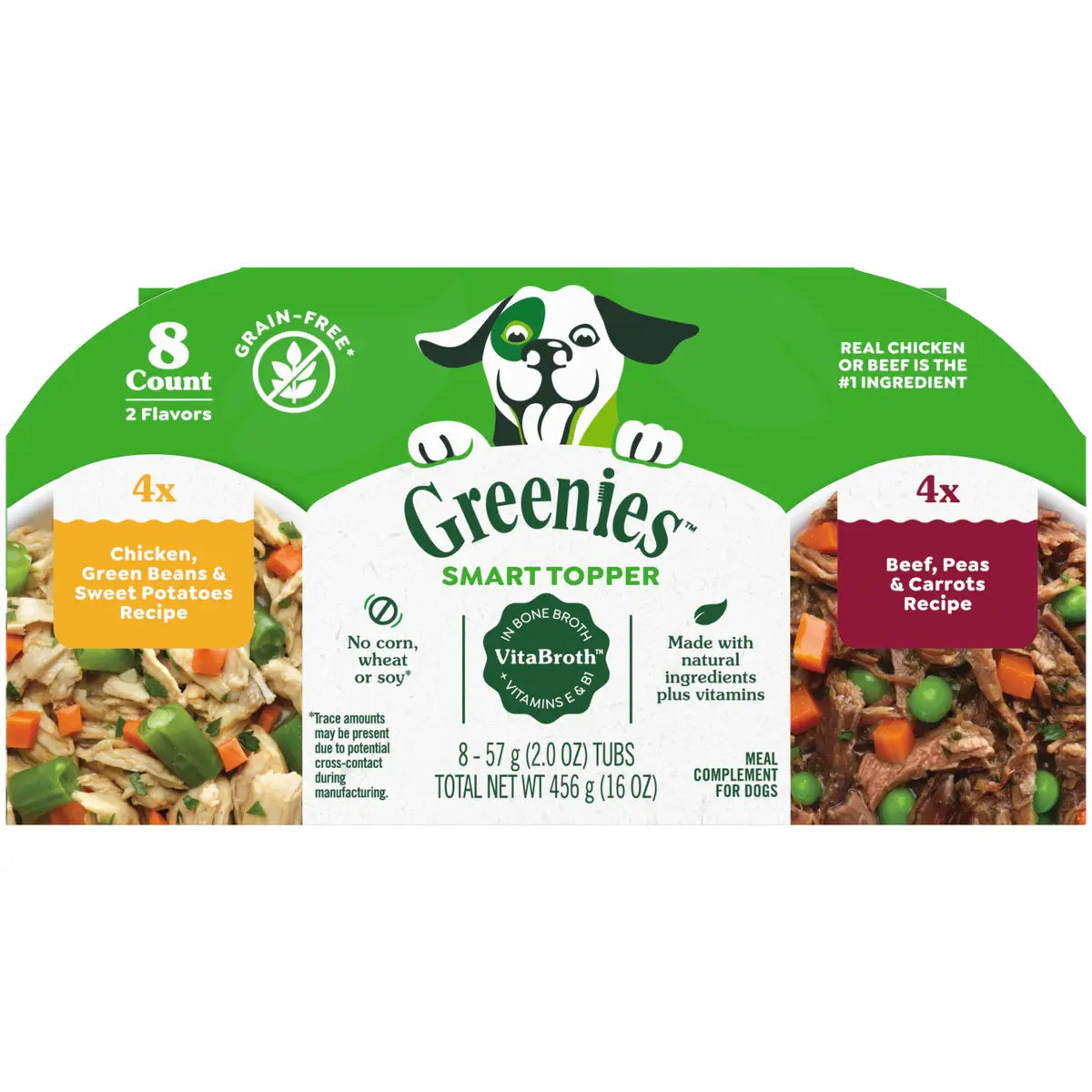 Greenies Smart Topper Wet Mix-In Chicken Beef Sweet Potato and Veggie Dog Food Topper Trays - Variety Pack - 2 Oz - 8 Pack - Case of 2 Default Title