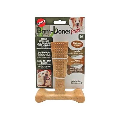 Ethical SPOT Bam-Bones T-Bone Chicken Flavored Bamboo and Nylon Dental Chew Dog Toy - Medium - 6 Inch