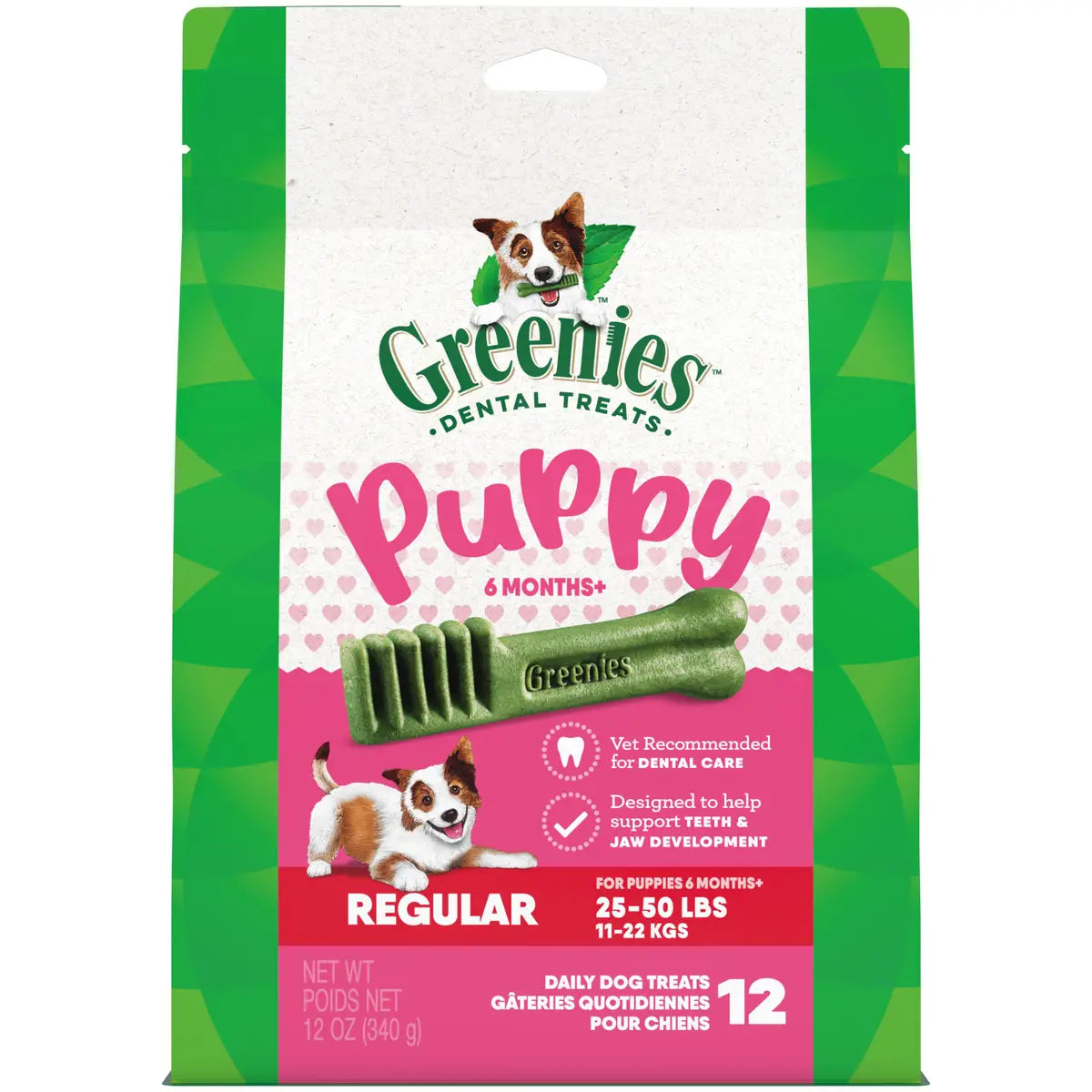 Greenies Original Chicken Dental Dog Treats for Puppies 6+ Months 25-50 Lbs - Regular 12 Count - 12 Oz