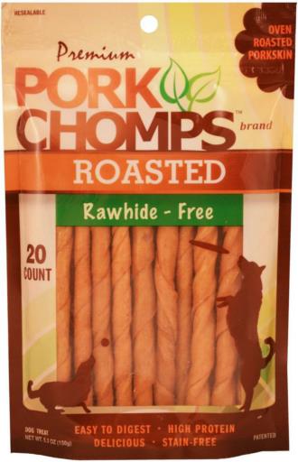 Scott Pet Pork-Chomps Rawhide-Free Roasted Pork Twists Natural Dog Chew Treats - Mini - 20 Count  