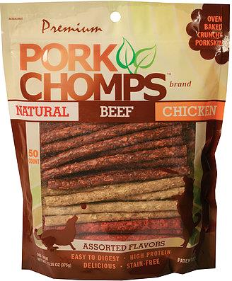 Scott Pet Premium Pork Chomps Beef Chicken and Regular Munchy Sticks Dog Chew Treats - Assorted Pack - 50 Count  